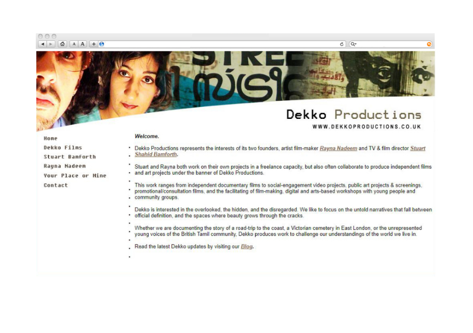 Dekko Productions web site